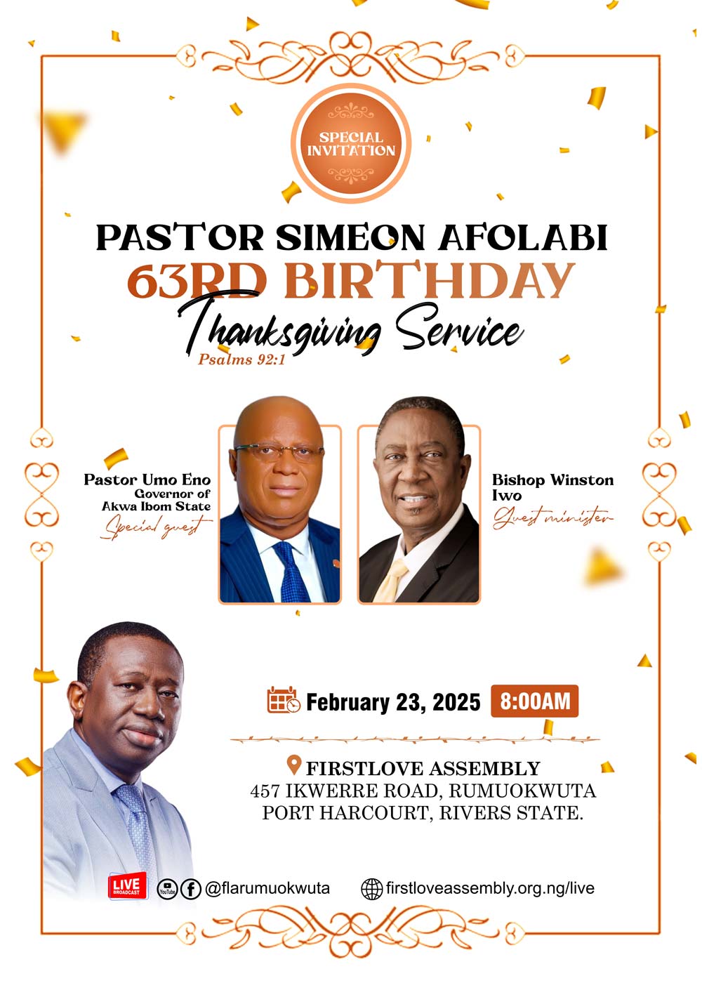 Pastor Simeon Afolabi #PSA celebrate 63 birthday anniversary.